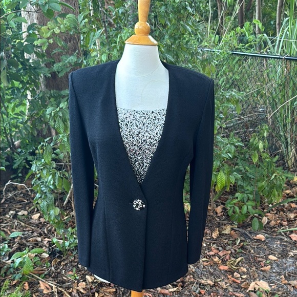 St. John Evening black bling sweater, size 8 - Picture 1 of 7